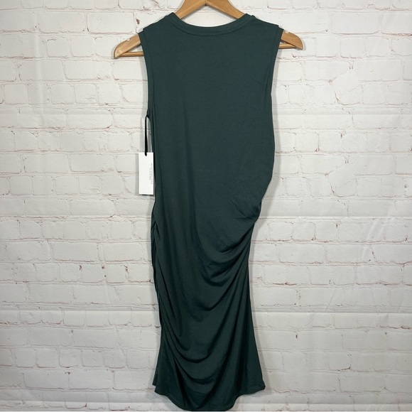 Sarah Liller SLSF Dress Womens Size Small Green Ruched Tank Midi Stretch NEW - Picture 9 of 10